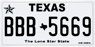 TX license plate BBB5669