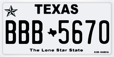 TX license plate BBB5670