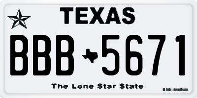 TX license plate BBB5671