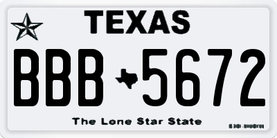 TX license plate BBB5672