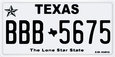 TX license plate BBB5675