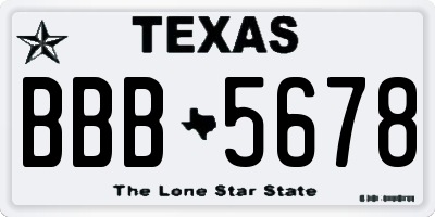 TX license plate BBB5678