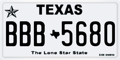 TX license plate BBB5680