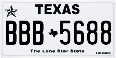 TX license plate BBB5688