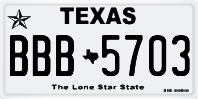 TX license plate BBB5703