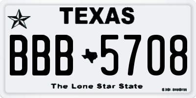 TX license plate BBB5708