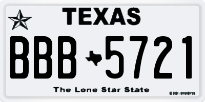 TX license plate BBB5721