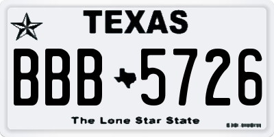 TX license plate BBB5726