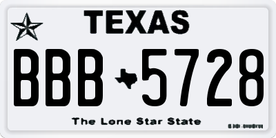 TX license plate BBB5728