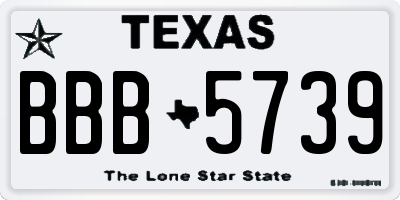 TX license plate BBB5739