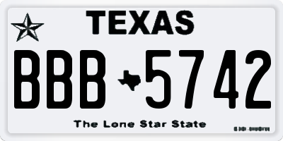 TX license plate BBB5742
