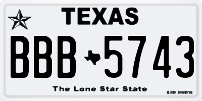 TX license plate BBB5743