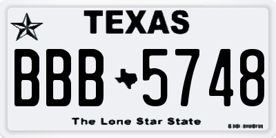 TX license plate BBB5748