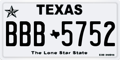 TX license plate BBB5752