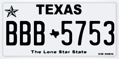 TX license plate BBB5753