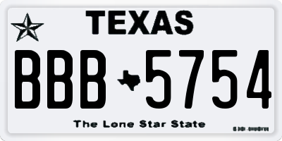 TX license plate BBB5754