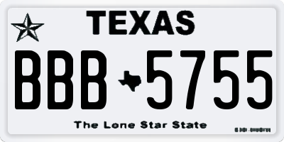 TX license plate BBB5755