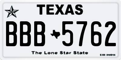 TX license plate BBB5762