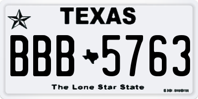 TX license plate BBB5763