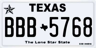 TX license plate BBB5768