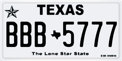 TX license plate BBB5777