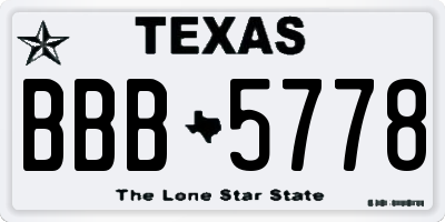 TX license plate BBB5778
