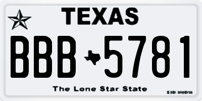 TX license plate BBB5781