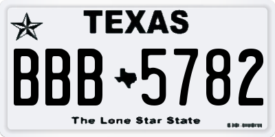 TX license plate BBB5782