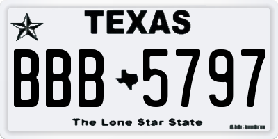 TX license plate BBB5797