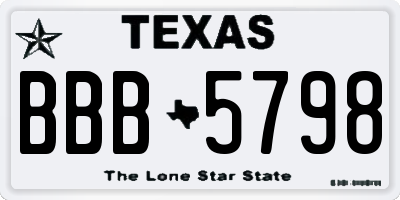 TX license plate BBB5798