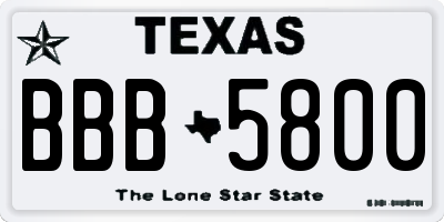 TX license plate BBB5800