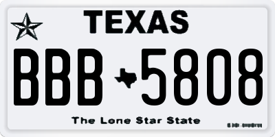 TX license plate BBB5808