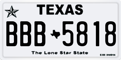 TX license plate BBB5818
