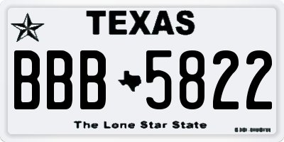 TX license plate BBB5822