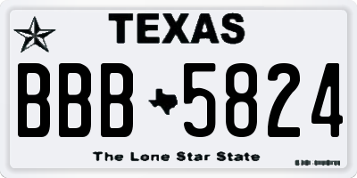 TX license plate BBB5824