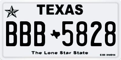 TX license plate BBB5828