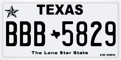 TX license plate BBB5829