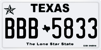 TX license plate BBB5833