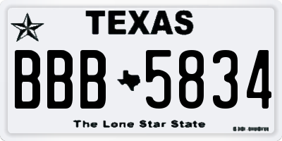 TX license plate BBB5834