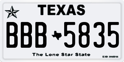 TX license plate BBB5835