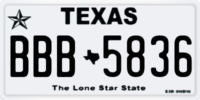 TX license plate BBB5836