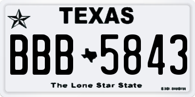 TX license plate BBB5843