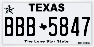 TX license plate BBB5847