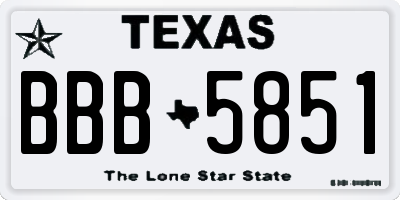 TX license plate BBB5851