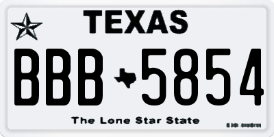 TX license plate BBB5854