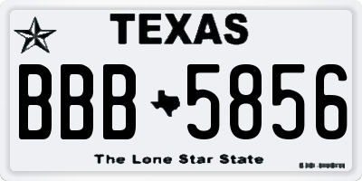 TX license plate BBB5856