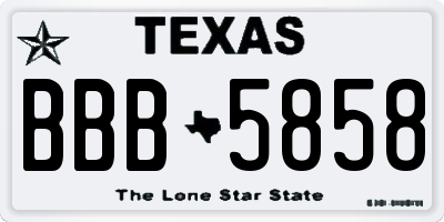 TX license plate BBB5858