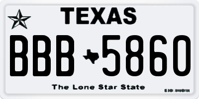 TX license plate BBB5860