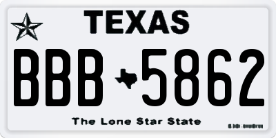 TX license plate BBB5862