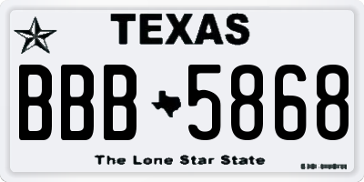 TX license plate BBB5868